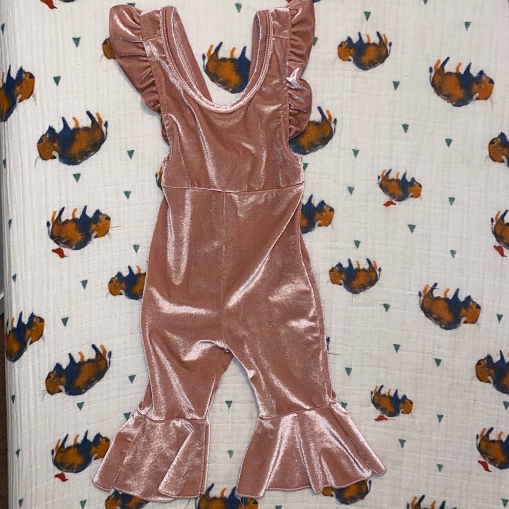 Dusty Pink Velvet Romper